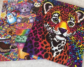 Lot of 2 Lisa Frank folders Leopard Puppy Dog Ice Cream Treats 2014 Colorful