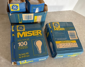 Lot Of 10 GE 100 Watt-Miser Light Bulbs Vtg 2 Pack Of 4 Plus 2 95 watt