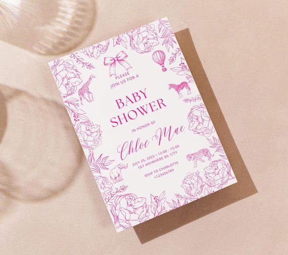 Pink Dior Baby Shower Invitation Template (digital Download) - Etsy