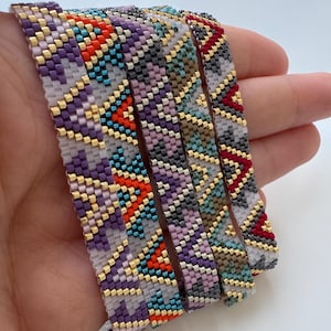Handmade Miyuki Beaded Bracelets – Geometric Pattern, Boho Style, Colorful Beadwork