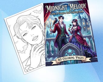 Gothic Vampire Coloring Pages, Dark K-Pop Idol Anime Manga Book, Adults Fantasy Victorian Fashion Aesthetic, PDF Printable Instant Download