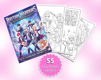 Demon Hunters Kpop 55 Coloring Pages, Kpop Coloring Book, Anime & Manga style, PDF Digital Download, Huntrix Saja Boys Coloring Book