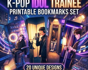 Printable Bookmarks Set, K-Pop Idol Trainee Behind The Scenes, Anime Aesthetic Digital Bookmarks Bundle, Manga Style Backstage Life Artwork
