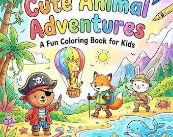 動物の冒険ブック、子供向けの楽しい塗り絵