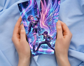 20 Printable Bookmark Set K-Pop Concert Holographic, Anime Aesthetic Digital Bookmark Bundle, Futuristic Neon Cyberpunk, Manga Style Otaku