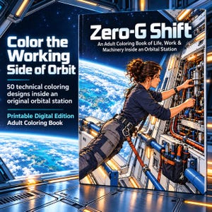 Space Station Adult Coloring Book: Zero-G Shift Printable Digital PDF