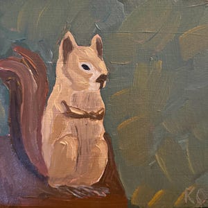 Squirrel painting on 8x8 canvas board