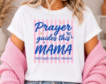 Mama Prayer Guides T-Shirt Design, Christian Motherhood Faith Digital Artwork (PNG)