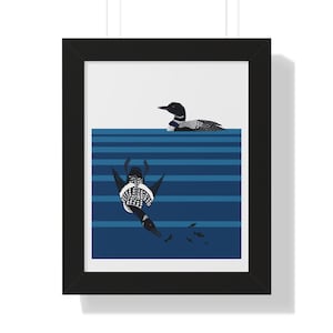 Original Loon Print on Textured Watercolor Paper, Modern Wall Art, Up North Wildlife Art Print, Nature Lover Gift, Lake House Decor