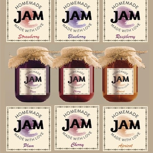 Homemade Jam Labels, Vintage Mason Jar Stickers, Printable Canning Tags, Pantry Organization Labels, Printable jam label, Printable Label