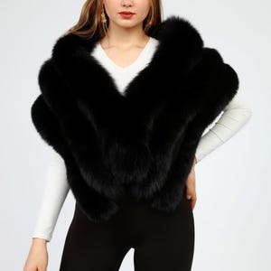 Luxury Black Fox Fur Shawl – Perfect for Evening and Event Outfits