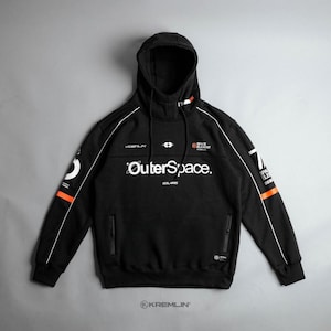 KRMLN Pull à capuche Space Black Edition v.2 - Solaris Black - Veste à capuche Techwear, Sweat à capuche Cyberpunk, Ciber Street, Streetwear