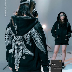 KRMLN Pull à capuche cyberpunk Cybernetic Gunscream Veste coupe-vent imperméable cyber tactique en édition limitée