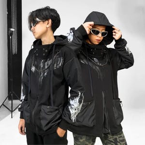 Pull à capuche Cyberpunk Veste Cybernetic Cyber Tactical édition limitée