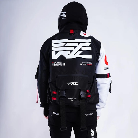 Techwear Jacket: Waterproof Cyberpunk Windbreaker with Pockets