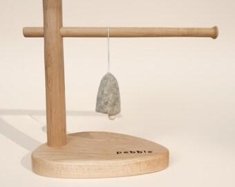 Handmade Wool Felt Christmas Bell Ornament | Marbled Beige, Natural Holiday Styling