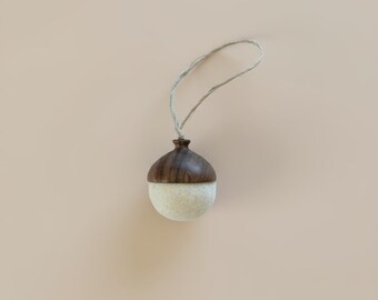 Hand Turned Walnut & Felt Acorn Ornament | Australian Made