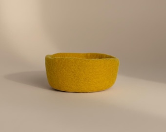 Loft | Fair Trade Decorative Wool Nesting Bowls- Small Sunflower Yellow