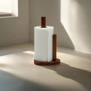 Suporte para toalhas de papel feito à mão | Nogueira | Cozinha e sala de jantar | Minimalista