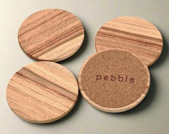 Handcrafted Wood Coasters | Camphor Laurel | Set of 4 | Kitchen & Dining | Barware | Minimalist