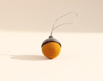 Hand Turned Walnut & Felt Acorn Ornament | Australian Made