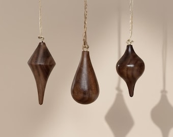 Handmade Walnut Timber Ornament Set – Natural Christmas Decor, Australian Made