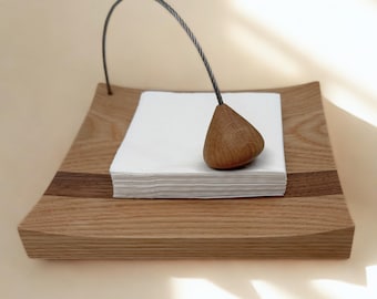 Kirkham Wooden Napkin Holder – Handmade Solid Oak & Walnut Tabletop Organiser