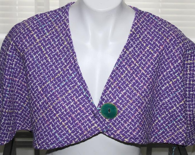 Purple Wool Tweed Capelet