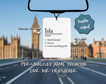 Car air freshener • Personalise Name Definition • Personalised air freshener • Car Gift • Name Gift • Christmas Gift