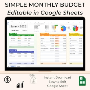 Budget Planner for Google Sheets, Simple Monthly Budget Spreadsheet, Paycheck Budget Tracker, Weekly Budget Template, Biweekly Budgeting