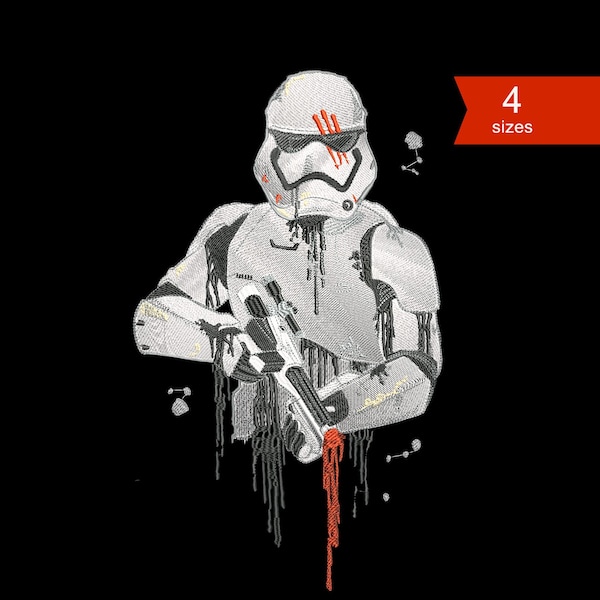 Diseños de bordado a máquina de Stormtrooper de Star Wars. Bordado moderno. 4 tamaños. Descarga instantánea.
