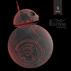 BB8 Droid Star Wars Embroidery Design – Trendy Machine Embroidery for Fans. 9 Sizes. Instant Download