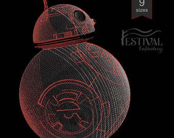 BB8 Droid Star Wars Embroidery Design – Trendy Machine Embroidery for Fans. 9 Sizes. Instant Download