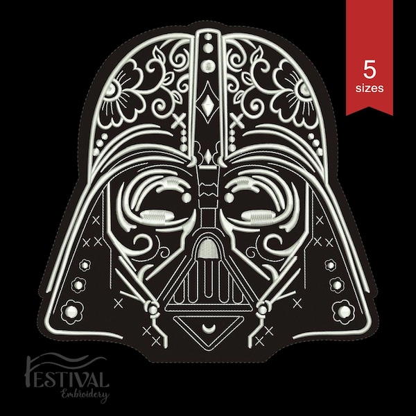 Diseño de bordado a máquina estilo calavera de DARTH VADER. Descarga instantánea - 6 tamaños