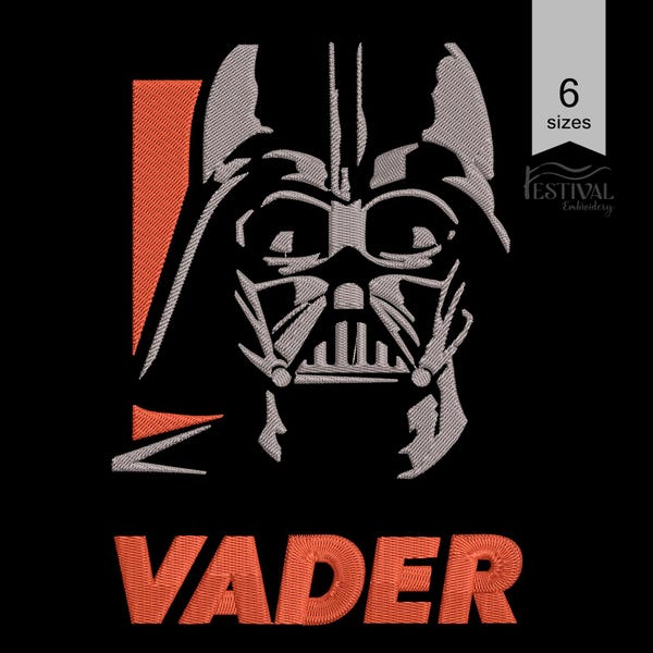 Diseño de bordado a máquina de Darth Vader: arte de bordado inspirado en Star Wars. Descarga instantánea: 6 tamaños