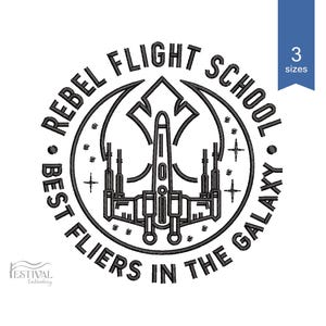 Diseño de bordado del Caza Estelar X-Wing, Chevron de la Alianza Rebelde (Descarga instantánea)