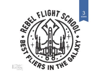 Diseño de bordado del Caza Estelar X-Wing, Chevron de la Alianza Rebelde (Descarga instantánea)