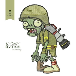 Soldier Zombie Embroidery Design | Plants vs Zombies Machine File | Instant Download for Gaming Fans & Cosplay