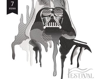 Wzór haftu akwarelowego Dartha Vadera: plik Star Wars Machine (natychmiastowe pobranie)