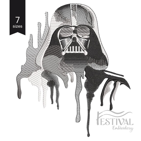 Diseño de bordado de acuarela de Darth Vader: Archivo de máquina de Star Wars (descarga instantánea)