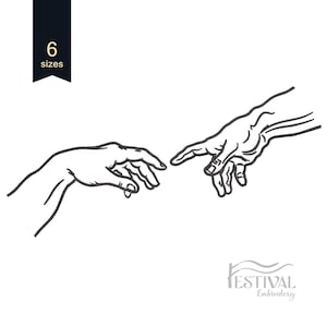 Creation of Adam Embroidery Design: Michelangelo Hands (Instant Download, Multiple Sizes)