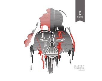 DARTH VADER akwarela styl Maszyna Haft Projekt. Natychmiastowe pobranie - 6 Rozmiarów
