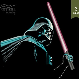 DARTH VADER with a light sword Machine Embroidery Design. Instant download - 3 Sizes