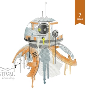 Star Wars Machine embroidery designs BB8 robot watercolor style. Trendy embroidery. 7 sizes. Instant download