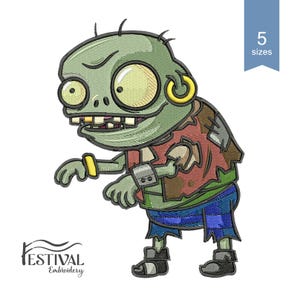Pirate Zombie Embroidery Design | Plants vs Zombies Machine File | Cute Plant vs Zombie Art | Instant Download for Gaming Fans & Cosplay