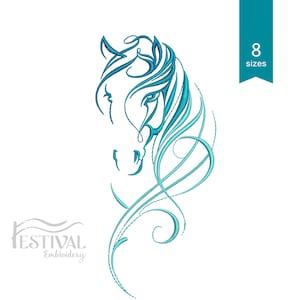 Majestic Horse Machine Embroidery Design – Instant Digital Download. Quick Stitch Horse Portrait Embroidery Design. 8 sizes