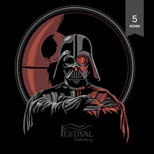 DARTH VADER & the Death Star Machine Embroidery Design. Ideal gift for Star Wars funs. Instant download - 5 Sizes