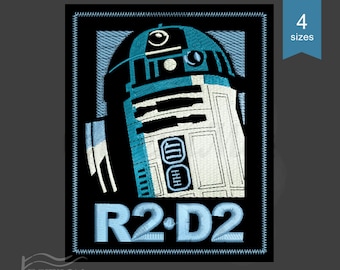Aplique de chevron de R2D2. Diseño de bordado a máquina de Star Wars. 4 tamaños. Descarga instantánea