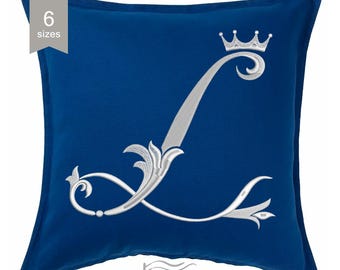 Disegno per ricamo con corona a forma di lettera L: monogramma reale (download immediato)
