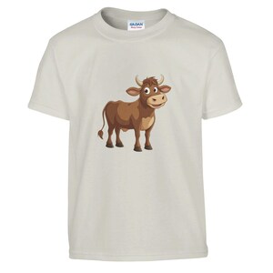Kinder T-Shirt glücklich braun Kuh mit Rundhalsausschnitt perfekter Spaß und niedliches Geburtstags- oder anderes besonderes Anlassgeschenk!